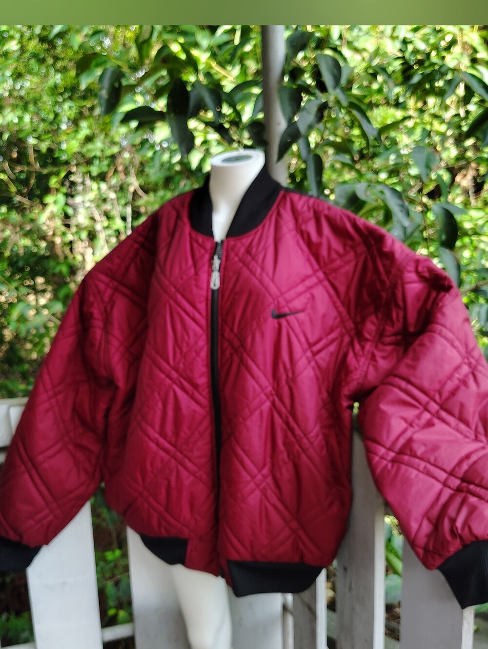 Vintage 90s Retro Nike Reversible Quilted Puffer Bomber Jacket Coat XL